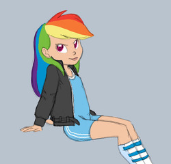 Size: 782x750 | Tagged: safe, artist:carnifex, rainbow dash, human, g4, breasts, delicious flat chest, female, humanized, light skin, rainbow flat, solo