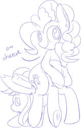 Size: 640x1005 | Tagged: safe, artist:mcsadat, applejack, pinkie pie, g4, butt, face down ass up, looking at you, looking back, monochrome, plot