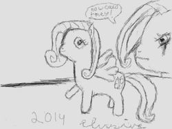 Size: 640x480 | Tagged: safe, artist:elusive, fluttershy, g4, art academy first/second semester, female, monochrome, sketch, toy