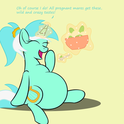 Size: 3400x3400 | Tagged: safe, artist:zeldafan777, lyra heartstrings, ask fatbelliedlyra, g4, alternate hairstyle, ask, belly, chubby, eating, fat, female, food, hungry, lard-ra heartstrings, overweight, ponytail, solo, tumblr, weight gain