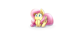 Size: 1500x750 | Tagged: safe, artist:dshou, fluttershy, pegasus, pony, g4, cute, cute little fangs, fangs, female, mare, solo