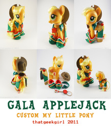 Size: 2502x2868 | Tagged: safe, artist:thatg33kgirl, applejack, g4, clothes, customized toy, dress, gala dress, irl, photo, solo, toy