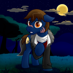 Size: 1000x1000 | Tagged: safe, artist:touken2, oc, oc only, earth pony, pony, moon, night, solo, tree