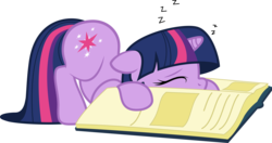 Size: 9099x4802 | Tagged: safe, artist:bri-sta, artist:lazypixel, twilight sparkle, g4, absurd resolution, adorkable, book, cute, dork, face down ass up, female, filly, floppy ears, simple background, sleeping, solo, transparent background, twiabetes, vector, zzz