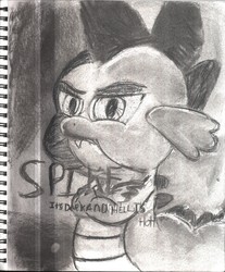 Size: 3504x4231 | Tagged: safe, artist:the_fallen_dragon, spike, dragon, g4, charcoal (medium), male, reference, sketch, solo, traditional art