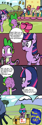 Size: 3410x9983 | Tagged: safe, artist:helsaabi, big macintosh, fluttershy, rarity, spike, twilight sparkle, alicorn, pony, g4, absurd resolution, bootleg, comic, female, mare, the ponytones, twilight sparkle (alicorn)