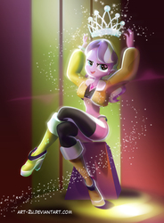 Size: 734x1000 | Tagged: safe, artist:art-2u, diamond tiara, equestria girls, g4, boots, bottomless, breasts, clothes, curvy, delicious flat chest, diamond tiara's tiara, female, high heel boots, hourglass figure, jewelry, older, older diamond tiara, shoes, socks, solo, stupid sexy diamond tiara, thigh highs, tiara