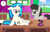 Size: 7921x5125 | Tagged: safe, artist:stillfire, dj pon-3, octavia melody, vinyl scratch, earth pony, pony, unicorn, g4, .ai available, absurd resolution, belly button, bowtie, clock, cutie mark, female, hangover, hooves, horn, mare, sitting, sunglasses, vector, window