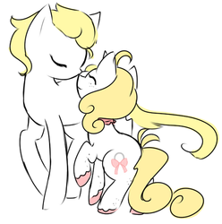 Size: 500x505 | Tagged: safe, oc, oc only, oc:merrygold, oc:pes, earth pony, pony, cute, femboy, male, merrypes, nuzzling, trap