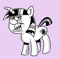 Size: 500x490 | Tagged: safe, artist:catfood-mcfly, twilight sparkle, pony, unicorn, g4, black and white, female, grayscale, mare, monochrome, simple background, solo