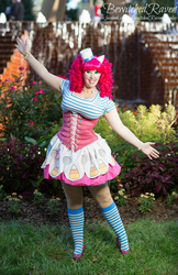 Size: 776x1200 | Tagged: safe, artist:bewitchedraven, pinkie pie, human, g4, clothes, corset, cosplay, irl, irl human, photo, solo