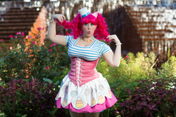 Size: 1600x1067 | Tagged: safe, artist:bewitchedraven, pinkie pie, human, g4, clothes, corset, cosplay, irl, irl human, photo, solo