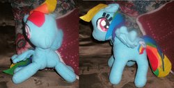 Size: 2949x1497 | Tagged: safe, artist:darkzephyrmoon, rainbow dash, g4, irl, photo, plushie