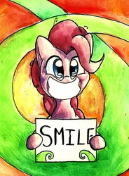 Size: 918x1246 | Tagged: safe, artist:matugi, pinkie pie, g4, female, smiling, solo, traditional art