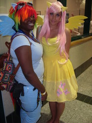 Size: 1024x1365 | Tagged: artist needed, safe, fluttershy, rainbow dash, human, g4, cosplay, irl, irl human, photo