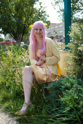 Size: 1024x1536 | Tagged: safe, artist:darkzephyrmoon, fluttershy, human, g4, clothes, cosplay, irl, irl human, photo, solo, sweater, sweatershy