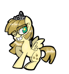 Size: 748x799 | Tagged: safe, artist:djrezurrect, zippoorwhill, pegasus, pony, g4, female, filly, glasses, raised hoof, simple background, solo, starry eyes, tiara, transparent background, wingding eyes, wink