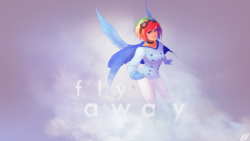 Size: 1920x1080 | Tagged: safe, artist:jave-the-13, artist:spittfireart, rainbow dash, human, g4, cape, clothes, female, goggles, humanized, light skin, solo, vector, wallpaper, winged humanization, wings