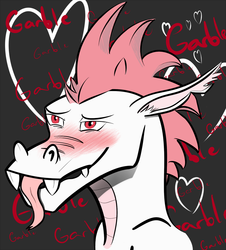 Size: 1305x1446 | Tagged: safe, artist:artiehooves, fizzle, garble, dragon, g4, :p, blushing, fangs, heart, hearts and hooves day, implied gay, male, ship:garbizzle, smiling, solo, tongue out, valentine's day