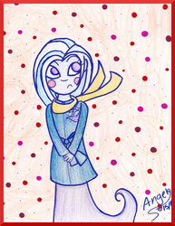 Size: 2402x3106 | Tagged: safe, artist:grocerystorephobic, trixie, human, equestria girls, g4, clothes, female, humanized, pony coloring, scarf, snow, snowfall, solo, traditional art