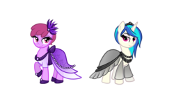 Size: 2880x1728 | Tagged: safe, artist:thecheeseburger, berry punch, berryshine, dj pon-3, vinyl scratch, g4, clothes, dress, duo