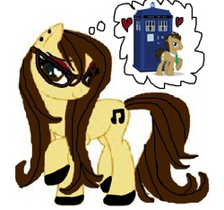 Size: 600x562 | Tagged: source needed, safe, artist:brittney, doctor whooves, time turner, oc, g4, canon x oc, female, heart, male, ms paint, shipping, straight, tardis