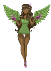 Size: 2375x3325 | Tagged: safe, artist:lilredroses, oc, oc only, human, clothes, dark skin, dress, humanized, magic, miracle grow, panties, skirt, solo, underwear, upskirt