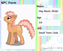 Size: 1000x800 | Tagged: safe, artist:furreon, artist:hazel-nutty, oc, oc only, earth pony, pony, adoptable, bacon, hay bacon strips, solo