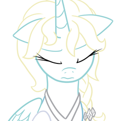 Size: 800x800 | Tagged: safe, artist:fuutachimaru, alicorn, pony, crossover, elsa, eyes closed, frozen (movie), lineart, ponified, portrait, sad, solo, wip