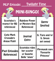 Size: 461x510 | Tagged: safe, derpy hooves, pegasus, pony, g4, twilight time, bingo, female, mare, mini-bingo, sitting, tail