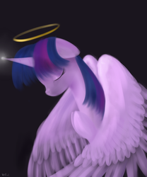 Size: 1000x1200 | Tagged: safe, artist:rodolfomushi, twilight sparkle, alicorn, pony, g4, eyes closed, female, halo, mare, solo, twilight sparkle (alicorn)