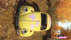 Size: 1280x720 | Tagged: safe, fluttershy, g4, car, car porn, cutie mark, forza horizon, itasha, volkswagen, volkswagen beetle