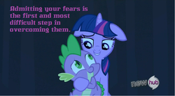 Size: 849x470 | Tagged: safe, spike, twilight sparkle, g4, quote, the legend of korra, voice in the night