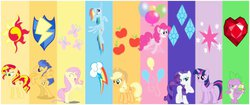 Size: 1024x430 | Tagged: safe, artist:bronielicious, applejack, flash sentry, fluttershy, pinkie pie, rainbow dash, rarity, spike, sunset shimmer, twilight sparkle, alicorn, pony, g4, applejack's cutie mark, cutie mark, female, fluttershy's cutie mark, mane seven, mane six, mare, pinkie pie's cutie mark, rainbow dash's cutie mark, rarity's cutie mark, twilight sparkle (alicorn), twilight sparkle's cutie mark