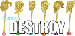 Size: 1024x491 | Tagged: safe, artist:bronielicious, applejack, fluttershy, pinkie pie, rainbow dash, rarity, twilight sparkle, g4, cane, exploitable meme, mane six, meme, twilight scepter, twilight scepter meme