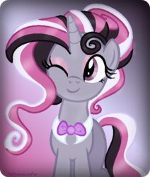 Size: 475x560 | Tagged: safe, artist:nightmarelunafan, oc, oc only, pony, unicorn, cousin, solo, wink