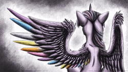 Size: 900x506 | Tagged: safe, artist:inuhoshi-to-darkpen, twilight sparkle, alicorn, pony, g4, colored wings, female, mare, multicolored wings, rainbow wings, solo, twilight sparkle (alicorn)