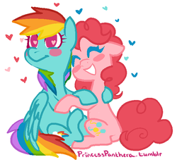 Size: 633x583 | Tagged: safe, artist:princesspanthera, pinkie pie, rainbow dash, g4, female, lesbian, ship:pinkiedash, shipping