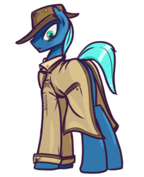 Size: 1280x1565 | Tagged: safe, artist:inlucidreverie, oc, oc only, pony, fallout equestria, clothes, coat, fedora, hat, male, simple background, solo, stallion, transparent background, trenchcoat