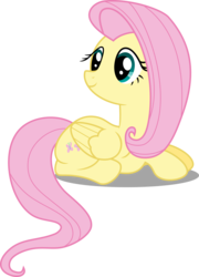 Size: 6000x8326 | Tagged: safe, artist:mactavish1996, fluttershy, g4, .svg available, absurd resolution, female, looking back, prone, simple background, smiling, solo, transparent background, vector
