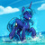 Size: 1600x1600 | Tagged: safe, artist:kp-shadowsquirrel, princess luna, alicorn, pony, g4, cloud, eyes closed, female, grin, happy, mare, raised hoof, raised leg, sky, smiling, solo, splashing, water, wet, wet mane