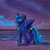 Size: 1600x1600 | Tagged: safe, artist:kp-shadowsquirrel, princess luna, alicorn, pony, g4, beach, cloud, female, horn, mare, ocean, outdoors, sky, smiling, solo, water, wet, wet mane, wings