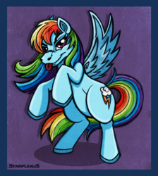 Size: 710x794 | Tagged: safe, artist:starplexus, rainbow dash, g4, female, hoers, solo, tongue out