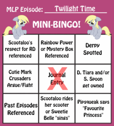 Size: 461x510 | Tagged: safe, derpy hooves, pegasus, pony, g4, twilight time, bingo, fail, female, mare, mini-bingo, sitting, tail