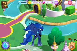 Size: 960x640 | Tagged: safe, gameloft, princess luna, g4, butt wings, canterlot castle, her royal enormity