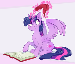 Size: 1000x843 | Tagged: safe, artist:egophiliac, twilight sparkle, alicorn, pony, g4, book, female, magic, mare, quill, solo, twilight sparkle (alicorn)