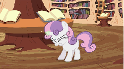 Size: 576x324 | Tagged: safe, screencap, sweetie belle, pony, unicorn, g4, season 4, twilight time, animated, female, filly, foal, gif, magic, solo, sweetie belle's magic brings a great big smile