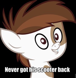 Size: 938x960 | Tagged: safe, pipsqueak, g4, my little pony: friendship is magic, twilight time, colt, foal, image macro, male, meme, scooter, solo, vector