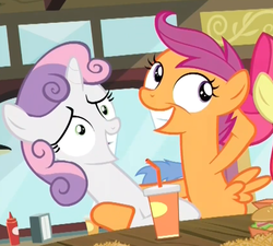Size: 503x453 | Tagged: safe, screencap, scootaloo, sweetie belle, g4, twilight time