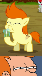 Size: 650x1167 | Tagged: safe, edit, screencap, gallop j. fry, g4, twilight time, anchovies, background pony, colt, i see what you did there, meme, philip j. fry